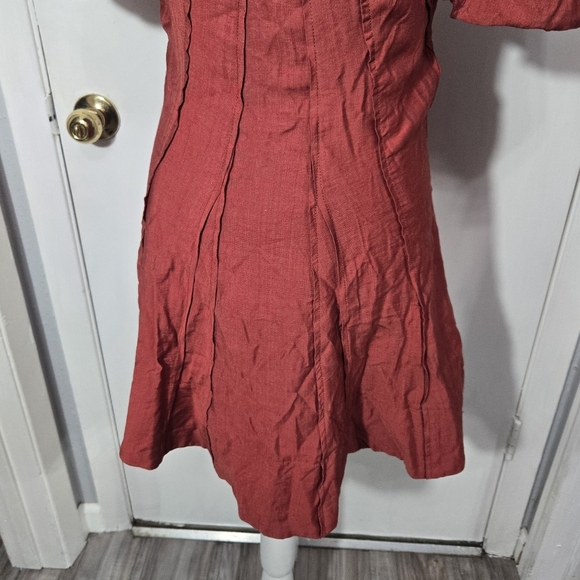 TCEC Red Puffy Sleeves Mini Dress Sz Small - Picture 5 of 10